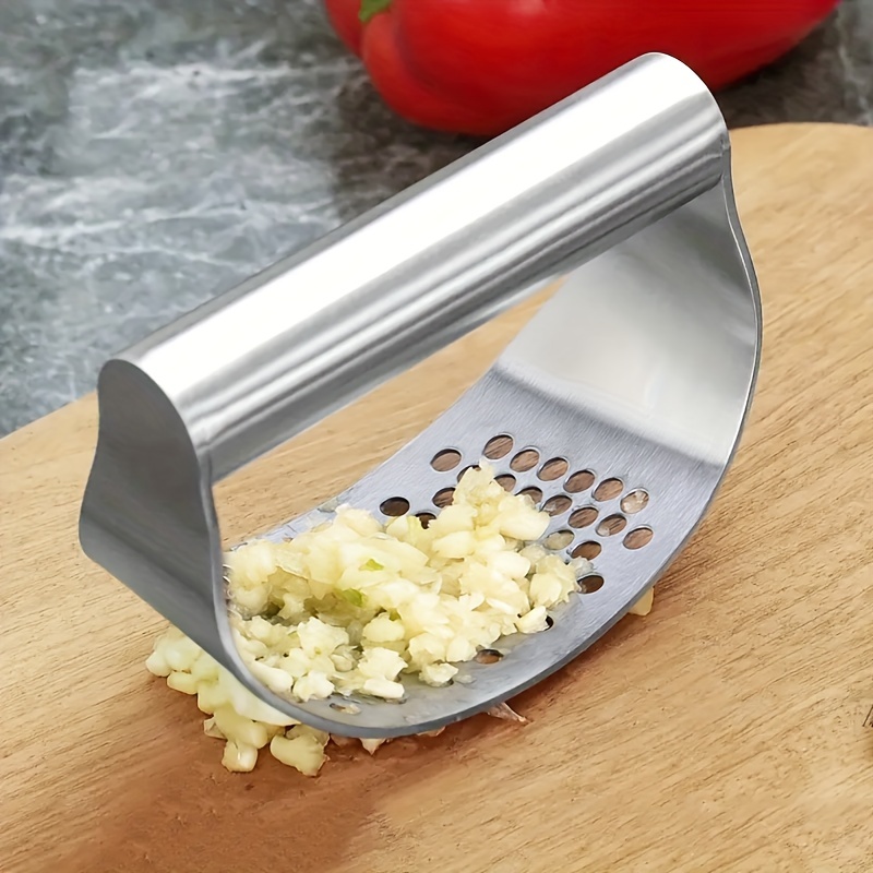 

1pc, Garlic Press, Stainless Steel Garlic Press, Rocker Metal Garlic Mincer, Washable Garlic Crusher, Kitchen Garlic Chopper, Garlic Masher, Kitchen Stuff, Kitchen Gadgets, Apartment Essentials