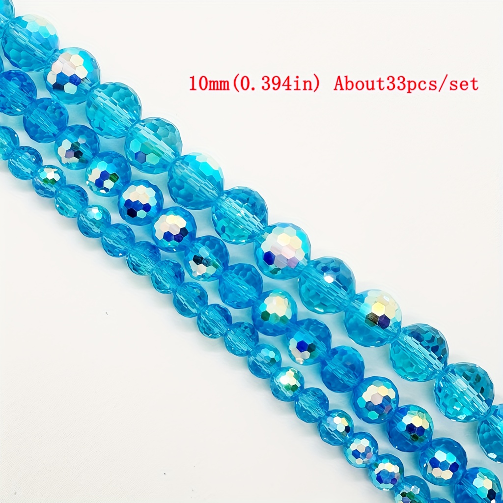 TEMU 96- Beads, 45/33/33pcs Transparent Lake Ab Color, 6/8/10mm, Shiny Round Spacer Beads, Diy Necklace, Bracelet, Earring Accessories, Light Luxury