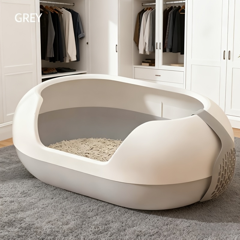 TEMU Capsule-style Pet Litter Box, Featuring A Unique Sand-leak Design To Reduce Cat Litter Waste, Large Opening Design For Easy , Suitable For Pet