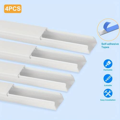 4pcs stylish white painted wall cable hiders 63 inch home office cable suitable for mini cables tv cable hiders cable management kits durable plastic 4 x 15 7 inches long