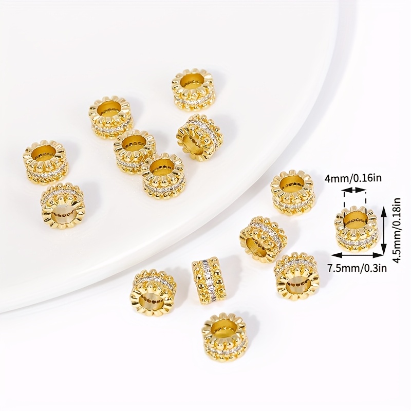 TEMU Perles de séparation en laiton coloré plaqué or et rondes avec trou large, utilisées pour séparer les perles, fournitures de fabrication de