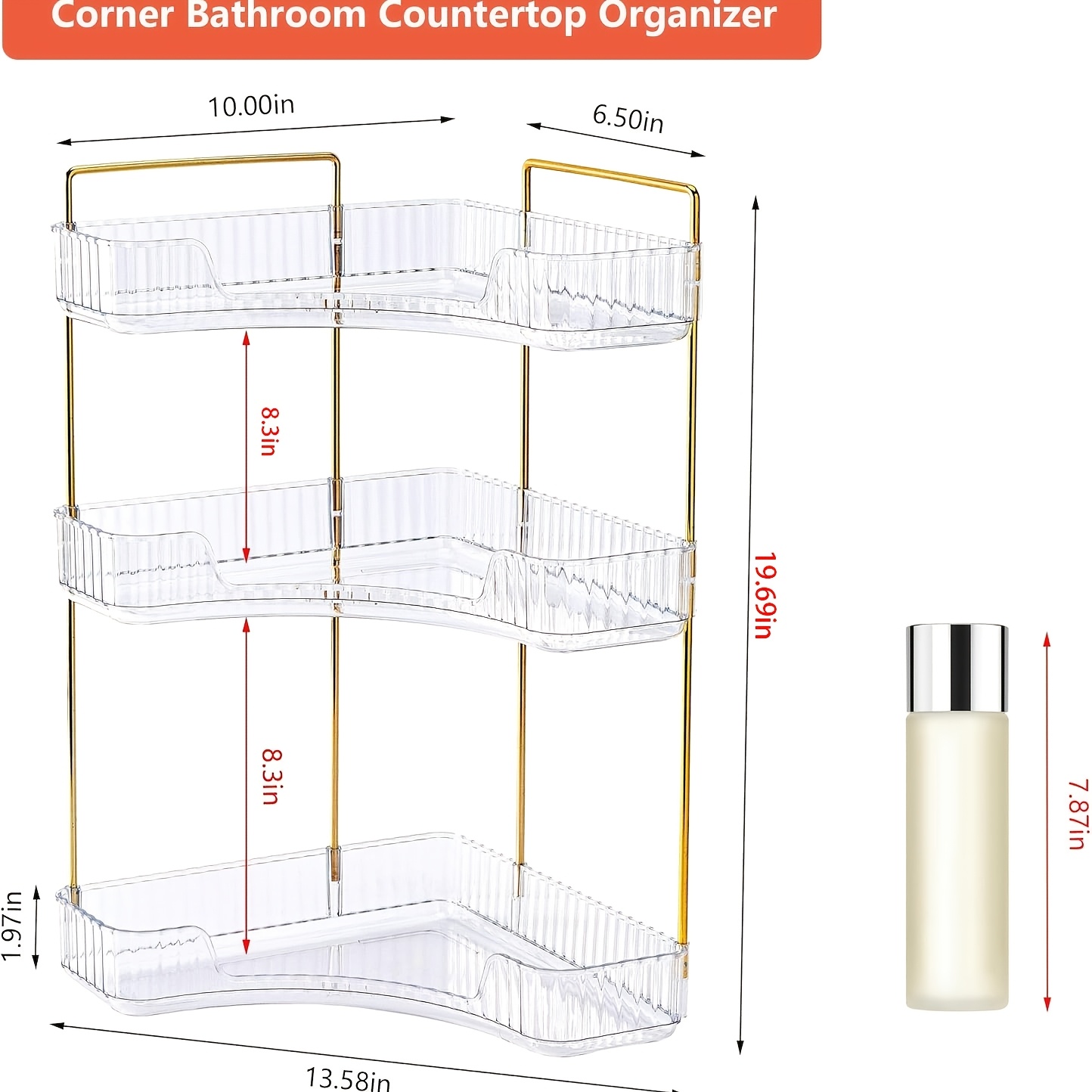TEMU 1 Pack Organisateur d'étagère d'angle pour comptoir de salle de bain, étagère de comptoir de salle de bain, organisateur de Cosmétique pour