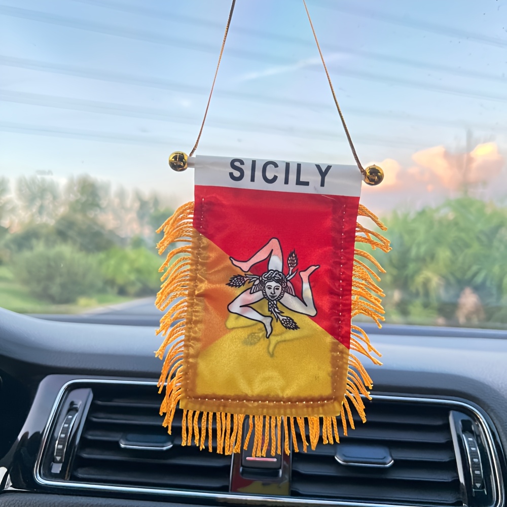 Flag" Sicily Flag Window Decoration Tassel Pennant, 10x14cm