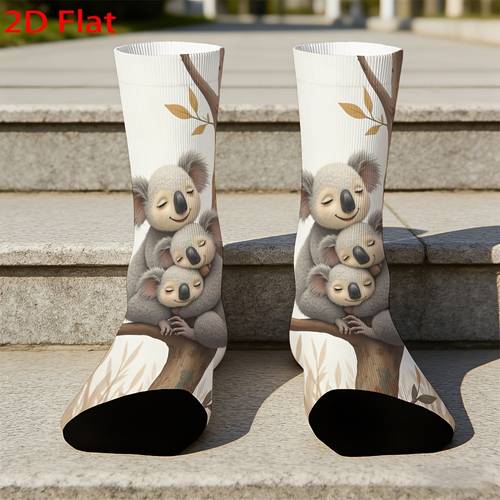 item picture 2d flat 1 pair of socks koala on a tree patterned socks for outdoor valentines day easter christmas halloween gifts suitable for casual wear trendy and fashionable comfortable and friendly 2d flat