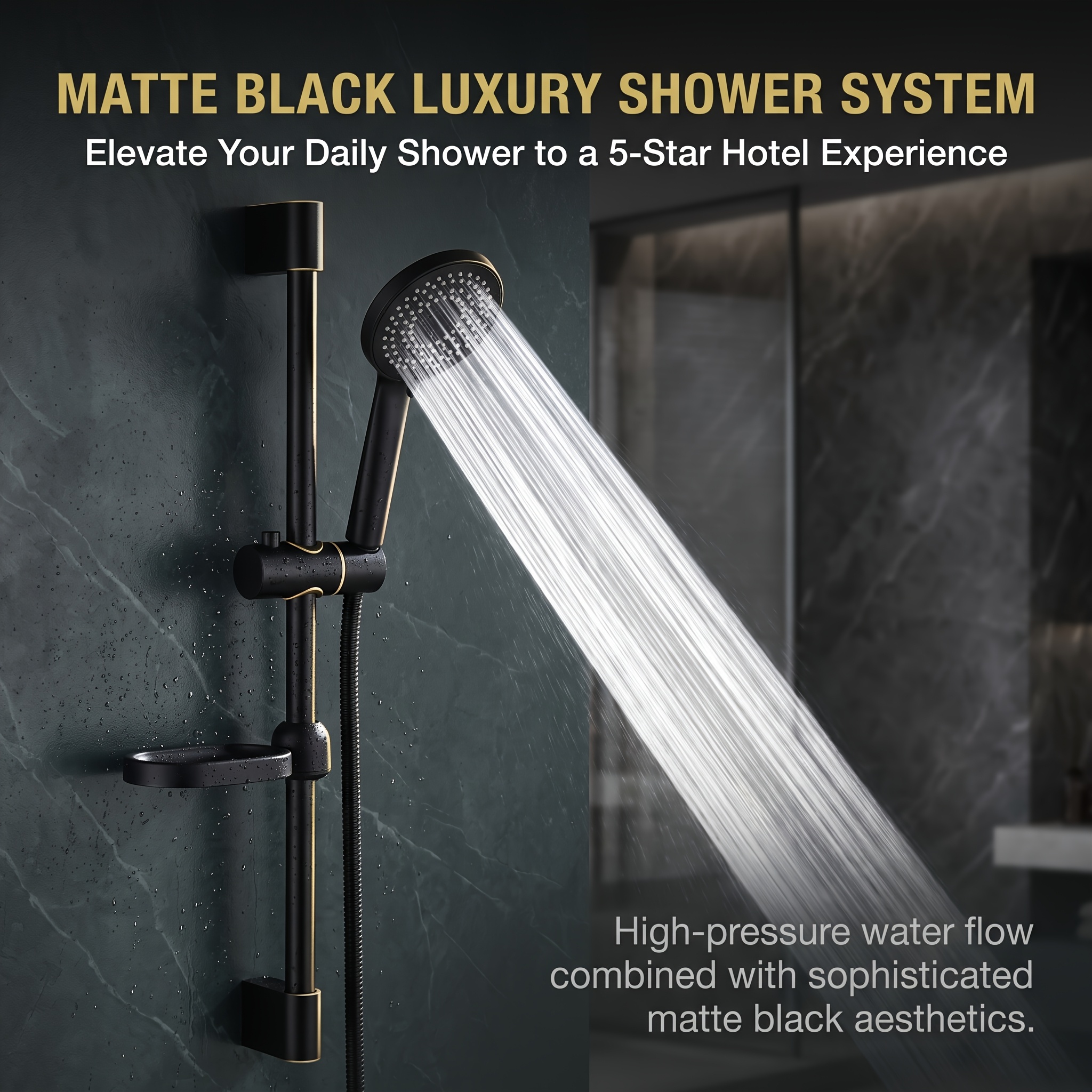 Adjustable Height Shower Riser Rail with Heavy-Duty Brackets