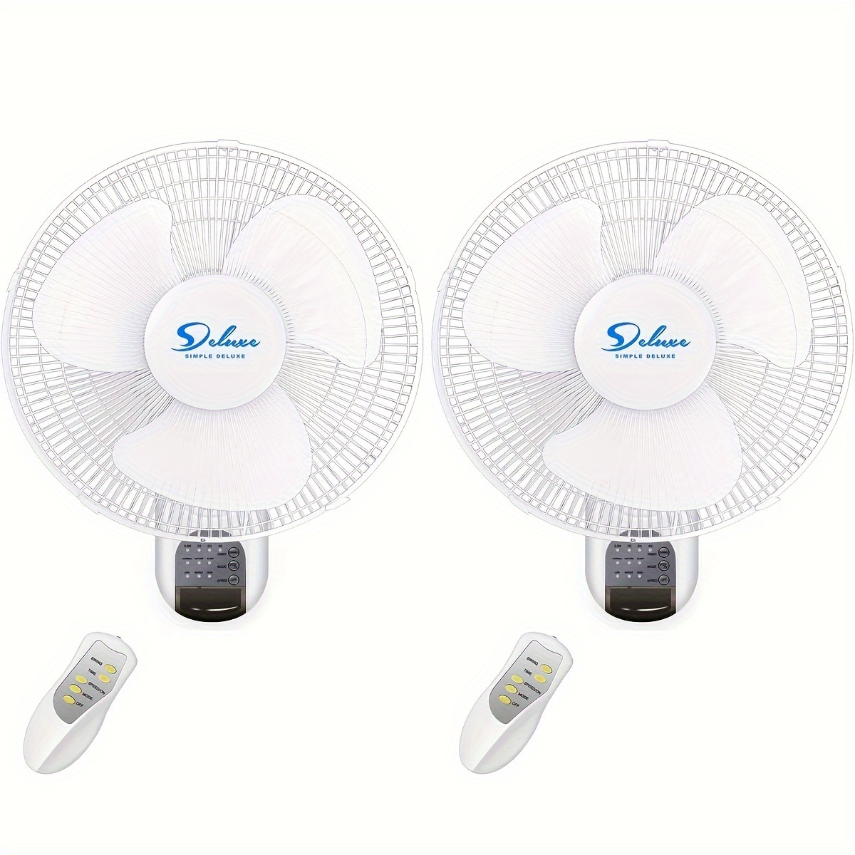 

Simple Deluxe 16 Inch Wall Mount Fan With Remote Control, 3 Oscillating Modes, 3 Speed, Timer, 2 Pack