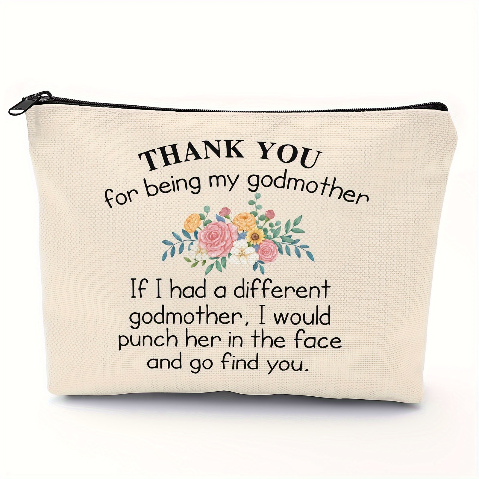 

Godmother Appreciation Polyester Cosmetic Bag For Women – Non-waterproof, Unscented Makeup Pouch With Gratitude Message – Ideal Mother's Day, Christmas, & Thanksgiving Gift