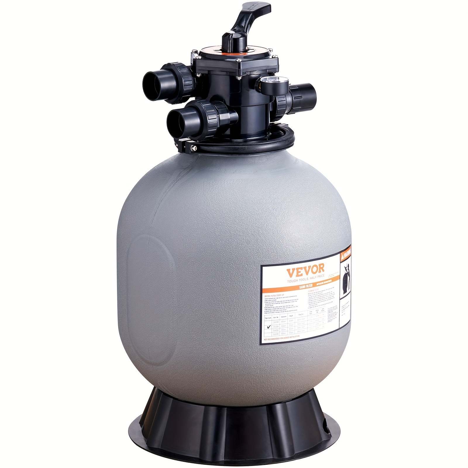 

Sand Filter, 22-inch, Up To 55 Gpm Flow Rate, Above Inground Swimming Pool Sand Filter System With 7-way Multi-port Valve, Filter, Backwash, Rinse, Recirculate, Waste, Winter, Closed Functions
