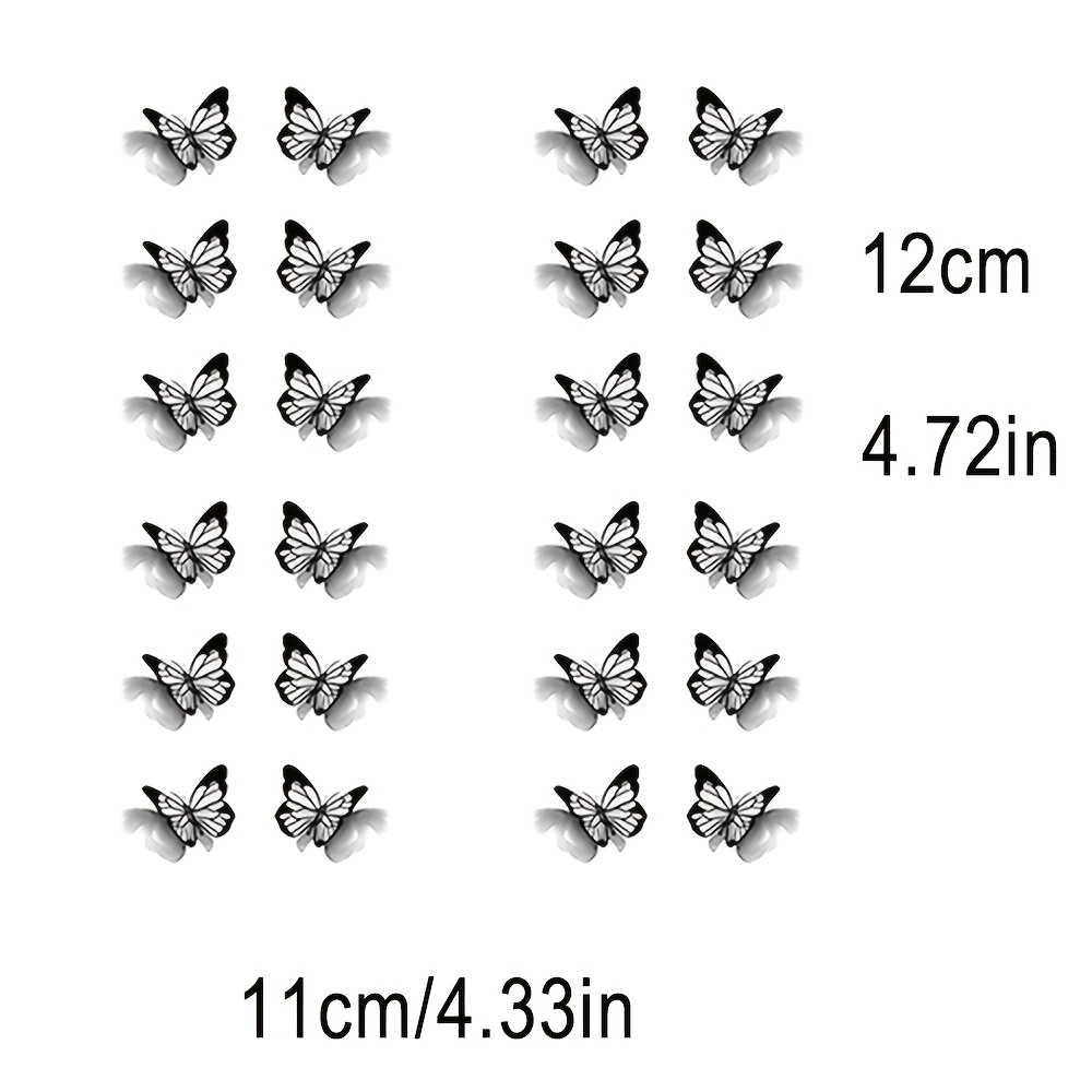 Black Gray Aesthetic Collarbone Shoulder Flower Finger Ear Tattoo Stickers Waterproof Women