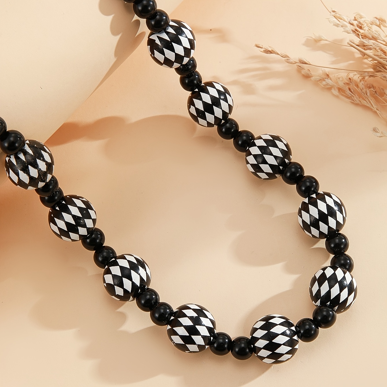 Y2K Hip Hop Beaded Necklace & Rhombus Chain