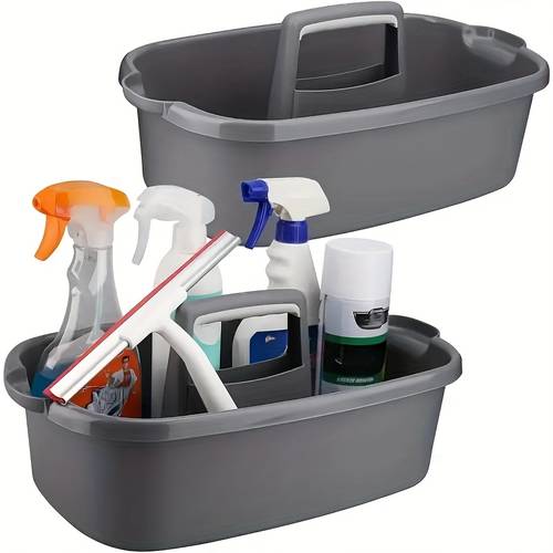 multi functional cleaning supplies storage box with handle durable plastic organizer box comfortable grip suitable for bathroom kitchen bedroom toilet portable practical basket for use non electric shelf baskets compact