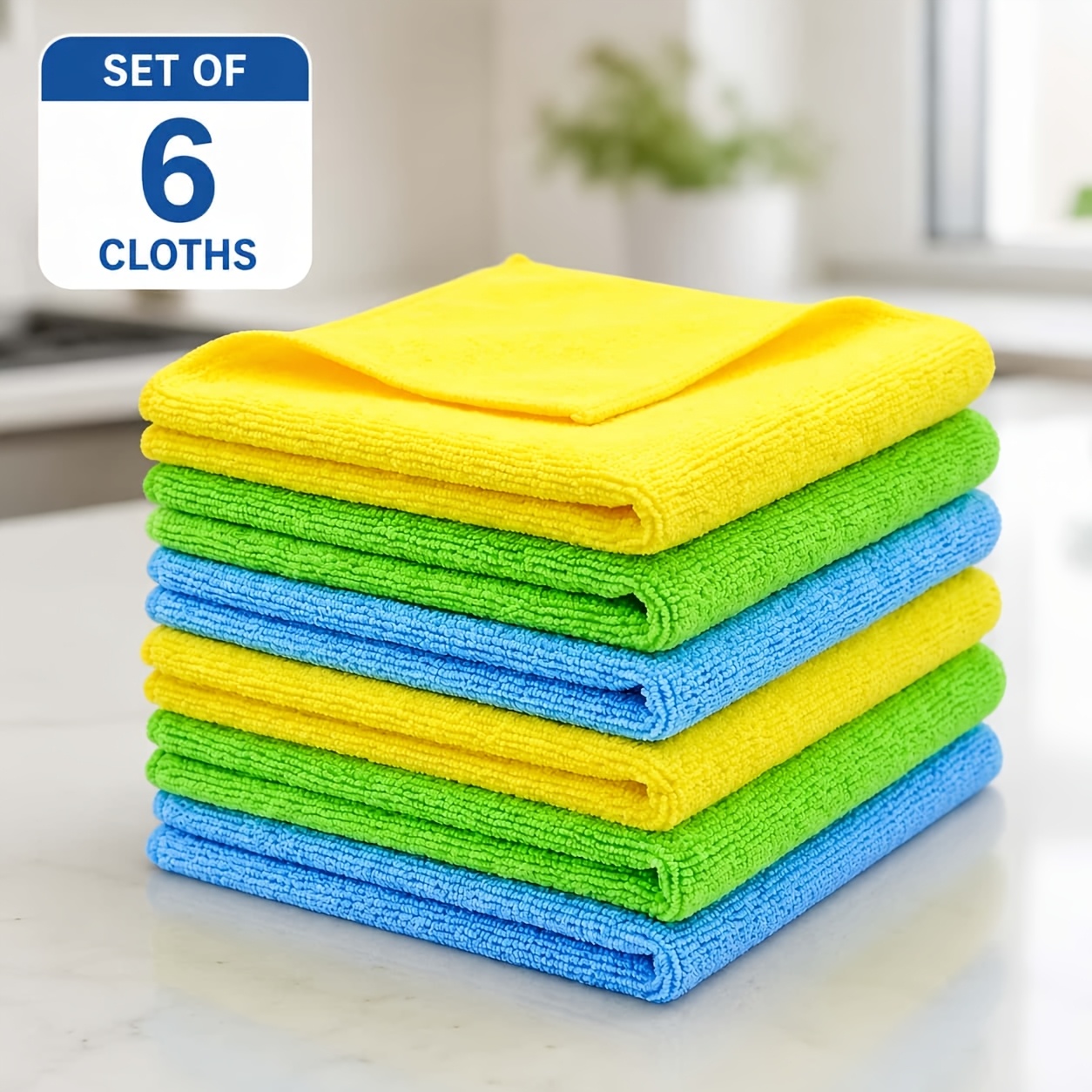 TEMU 6-pack Microfiber Cleaning Cloths, Large And Thick (30x30cm), High Gsm Super Absorbent, Color-coded To Prevent Cross-contamination, And