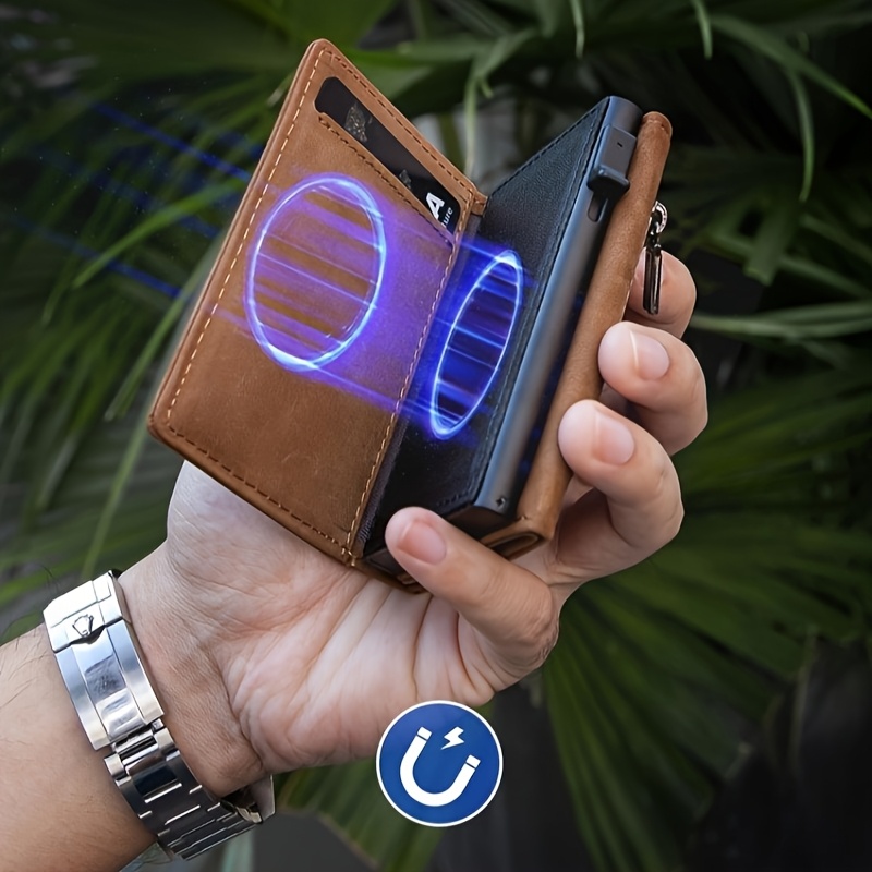 Portofel bărbătesc cu suport automat pentru carduri din metal, -furt RFID, suport pentru card de identitate, stil de afaceri