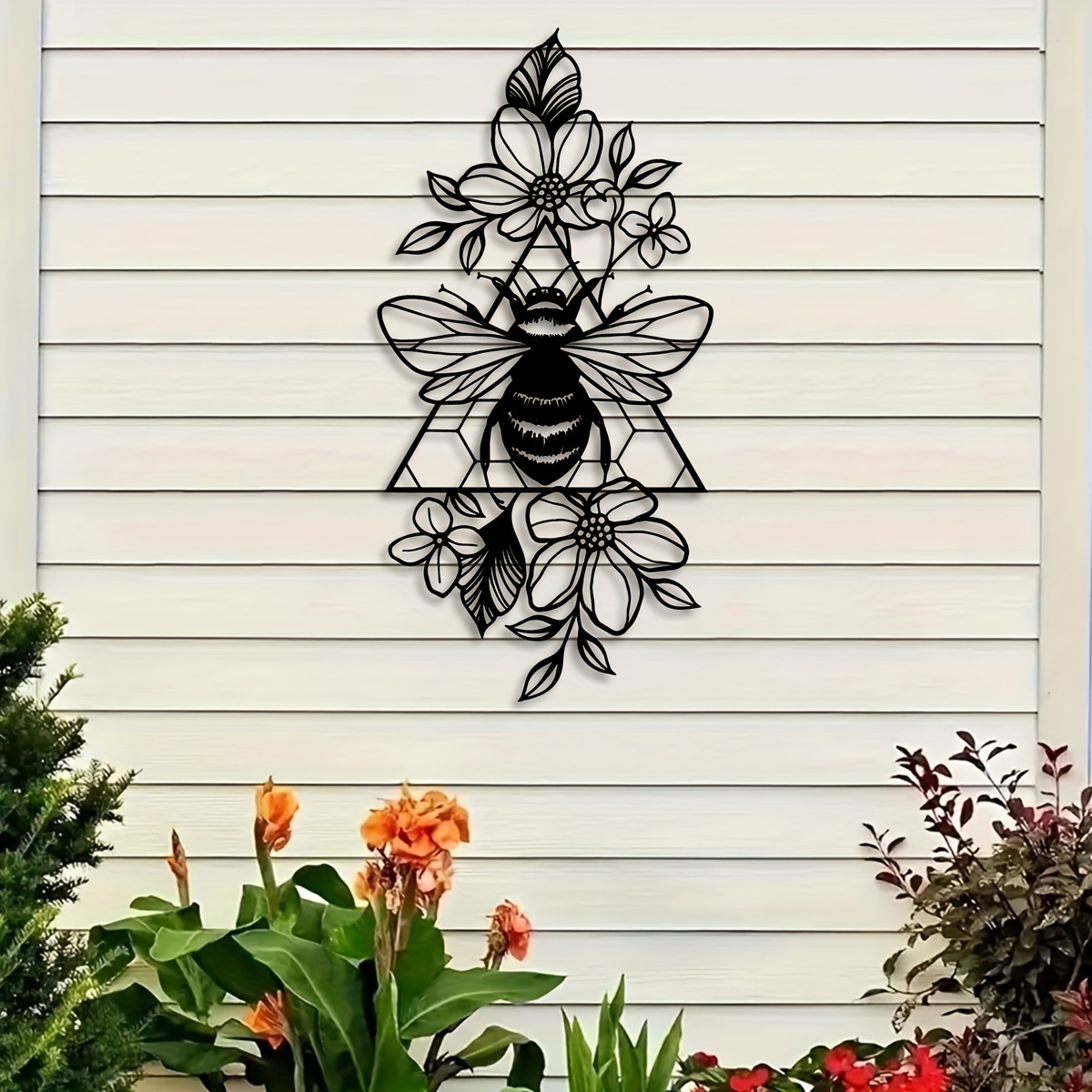 

Bee & Floral Metal - Rustic Iron Decor For Home, Living Room, Bedroom - Perfect Gift For Beekeepers, Room Decor