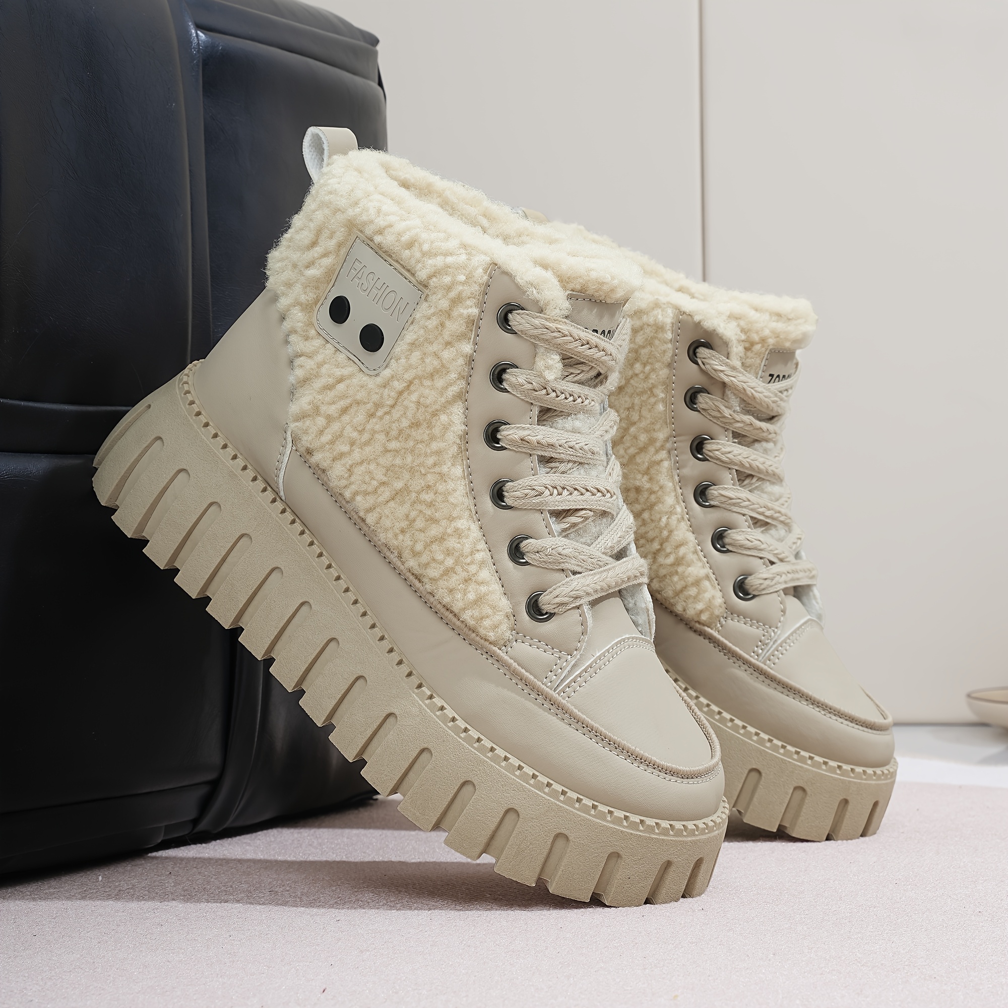 TEMU Zqbobing Fashion Women's Casual Versatile Plush-lined Sports Running Skate Shoes 33323
