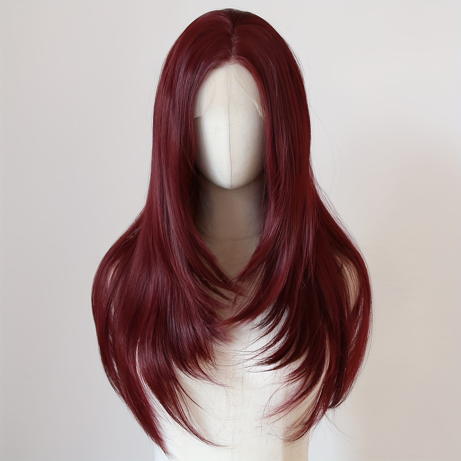 18-Inch Shoulder Length Lace Front Synthetic Wig Heat Resistant layered wig 18inch shoulder length dark brown - Temu Poland main image 4