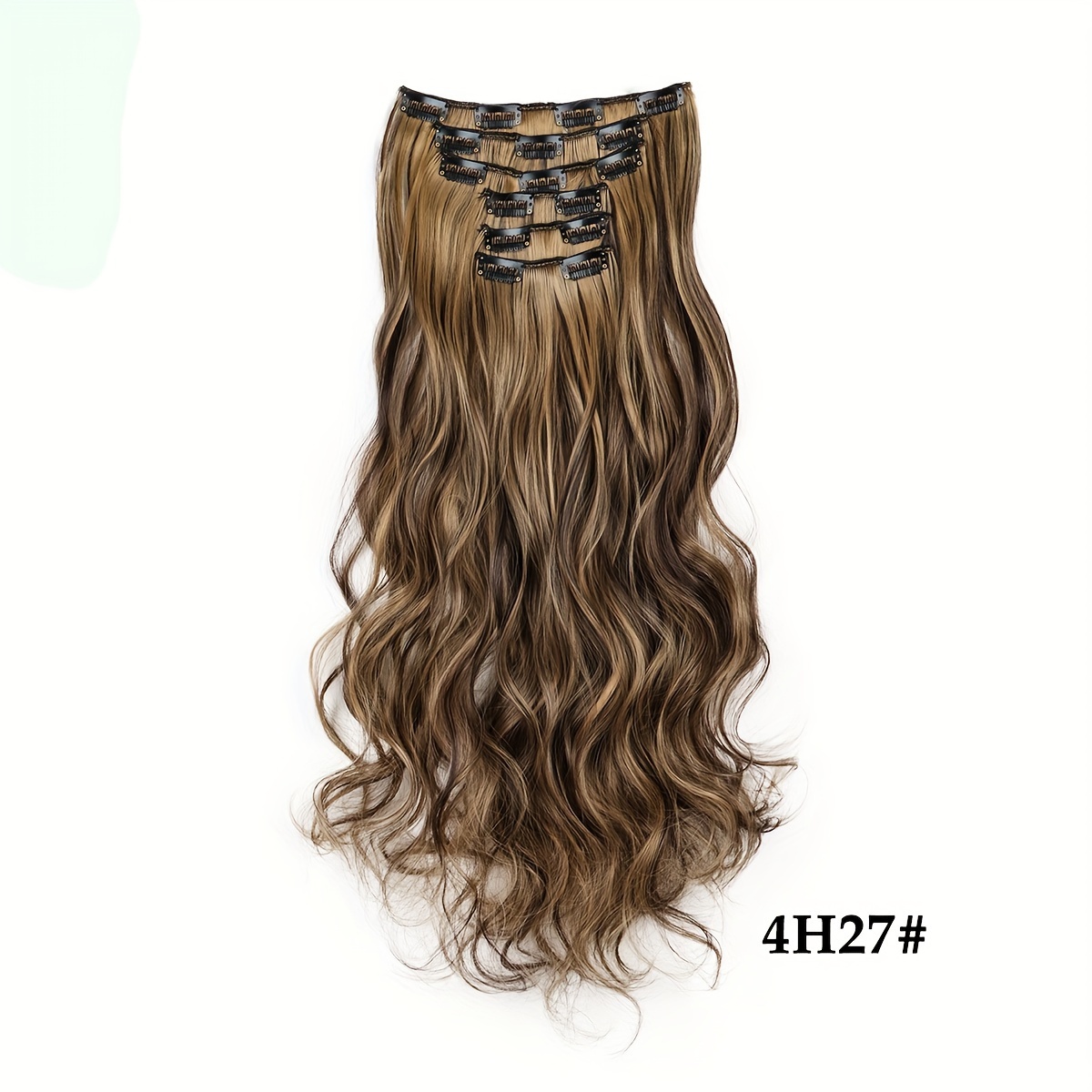 TEMU Set Of 6 Synthetic Blonde And Brown Curly Hair Extensions For Women, Perfect For Enhancing And Style. A Popular For Summer, Pieces Add Volume To