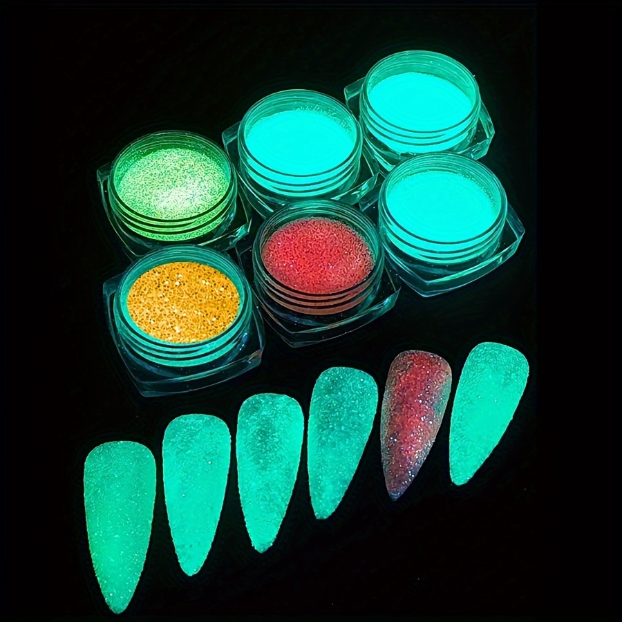 

1 Bottle Glitter Glow In Dark Phosphor Powder Nail Art Luminous Glitter Pigment Long-lasting Bright Epoxy Resin Filler Nail Powder