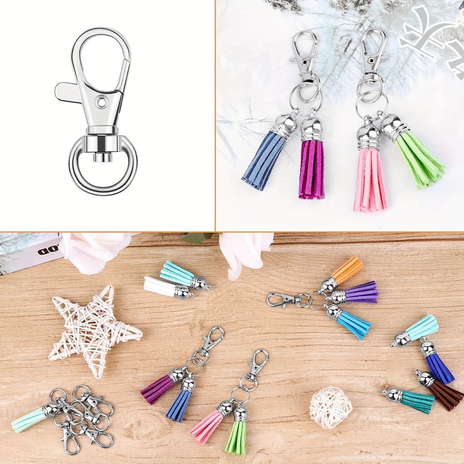 Set Da 200 Pezzi Di Moschettoni E Anelli Portachiavi In Metallo – Kit Creativo Per Gioielli Fai Da Te, Borse E Decorazioni (argento)