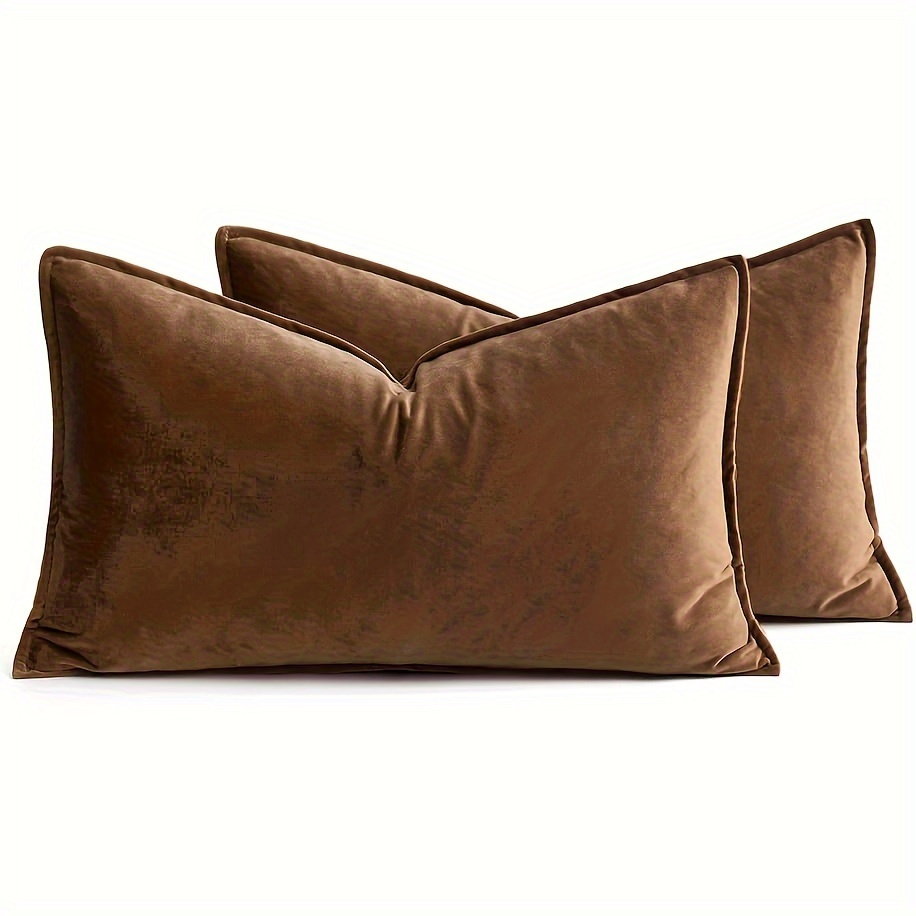 TEMU Set van 2, Decoratieve Fluwelen Kussenhoes 12x20inch met Omgeslagen Randen, Zachte Rechthoekige Kussensloop voor Bank Slaapkamer Auto (Zonder