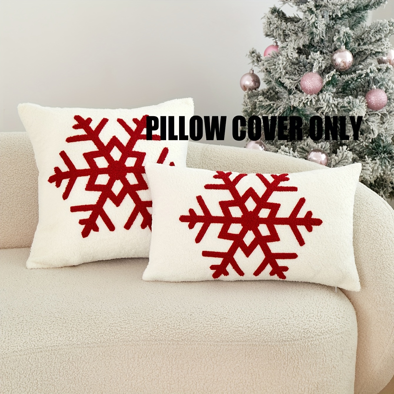 

1 Housse de Coussin Brodée de d'Inspiration Vintage | Design sur Fond | Housse de Coussin en Polyester Zippée pour Salon, Chambre & Décoration de Fêtes, Housses de Coussin de Noël