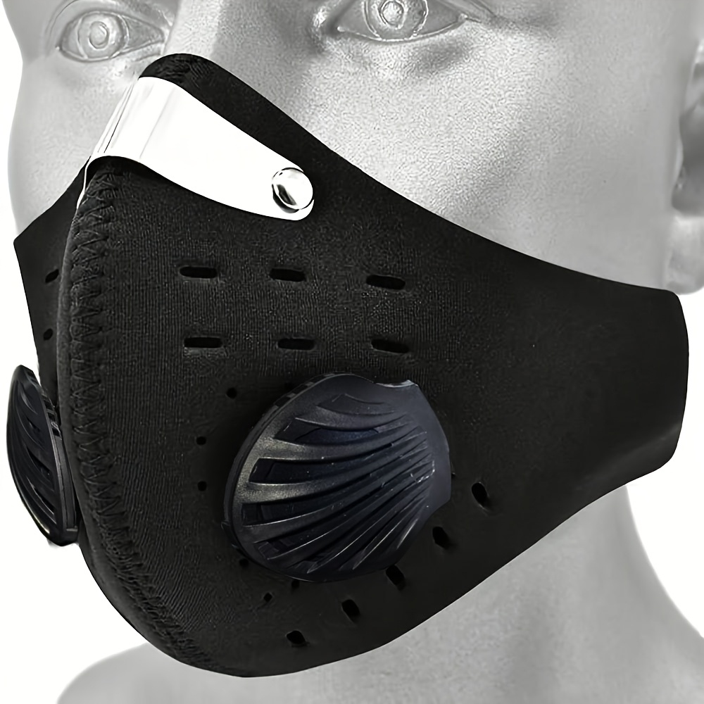 

1pc Adult Black Pu Half-face Mask With Activated Carbon Filters - Breathable Design For Running, Walking, Cycling, And Outdoor Activities - Protects Against , Smoke, Dust, And