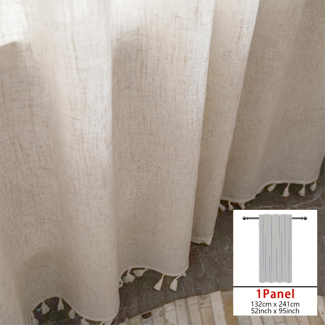 TEMU 1 stuks Boheemse Kant Overlay Gordijn - Lichtfilterend Stangzak Ontwerp, Perfect voor Slaapkamer, Woonkamer, Balkon en Decor, Woonkamer Decor |
