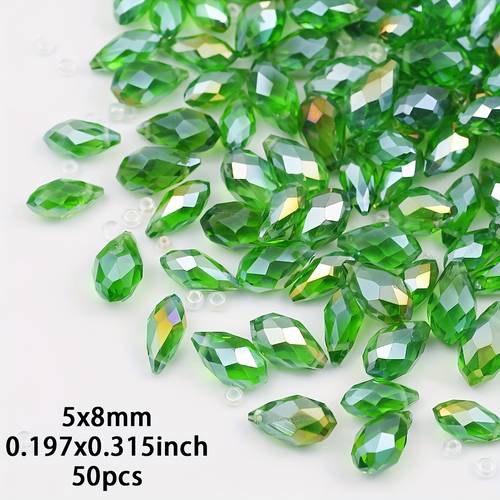 green ab colored shaped glass beads with side drilled spacer beads suitable for handmade bracelets pendants necklaces earrings decorative items shoe additions clothing handmade jewelry curtain materials