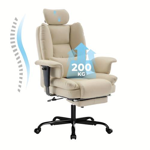 ergonomischer bürostuhl 200kg, computerstuhl mit lendenwirbelstütze fußhocker, hochlehniger ergonomie-schreibtischsessel mit höhenverstellbarem kopfkissen, chefsessel schwarz