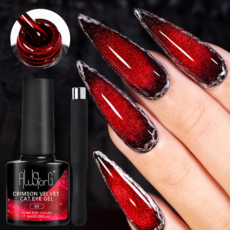Awstorg 2pcs/set 7.5ml Red Velvet Nails Art Soak Off /led Manicure Semi Permanent Gel Polish