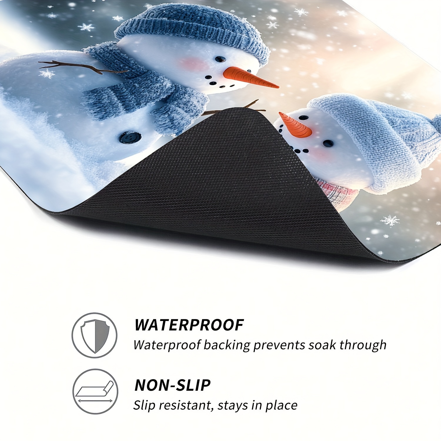 christmas snowman washing machine dust   dry absorbent protector pad for washer dryer modern decor for laundry room and kitchen easy clean non slip backing details 3