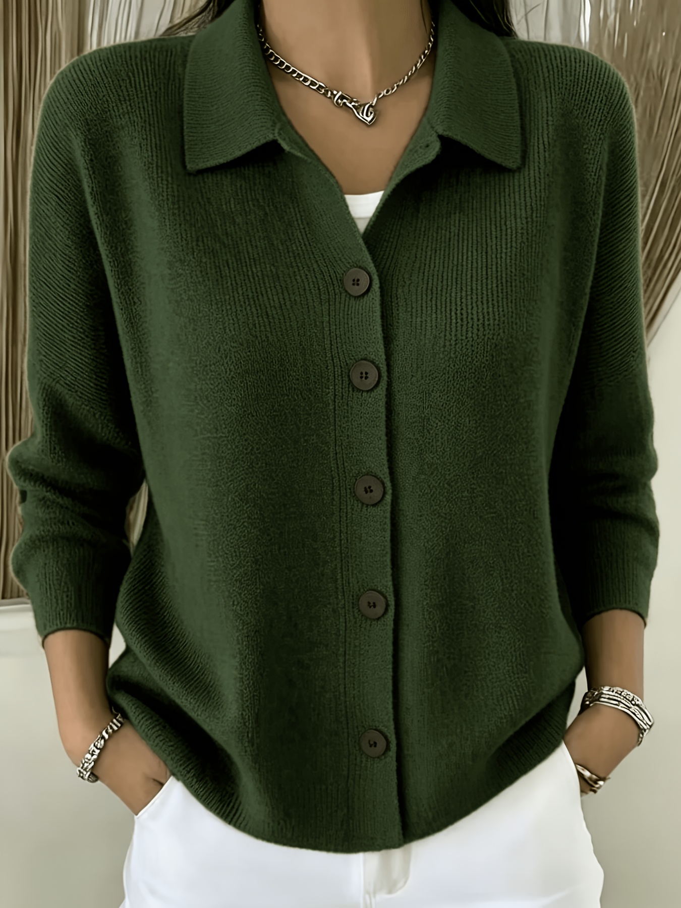 Artikelbild westlicher standardgröße damen herbst   elegante lässige weiche pullover   cardigan sweater damen