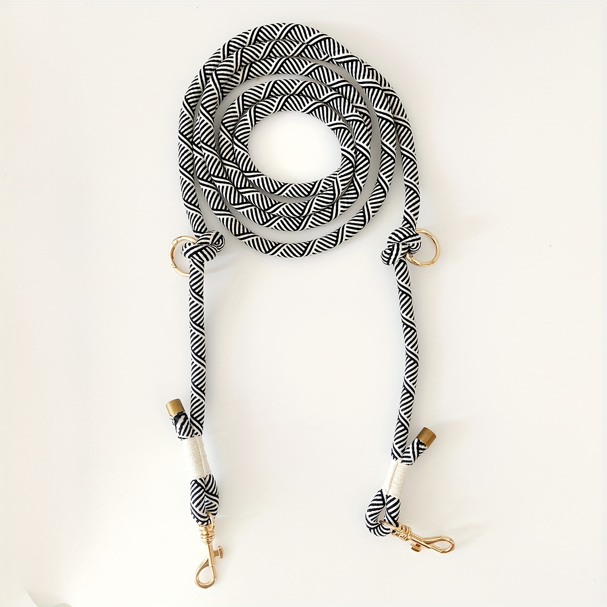 E-shop 250 cm langes, multifunktionales, handgewebtes Hunde-Fußband, verstellbare Seillänge, Hunde-P-Seil-Doppelzug-Schnalle, kurzes Fußband für 2