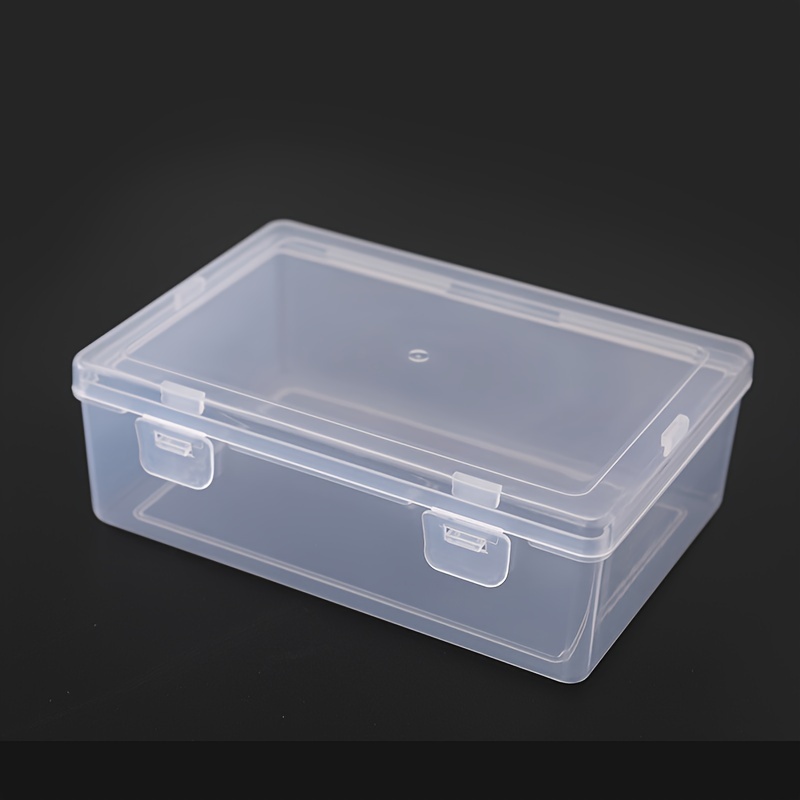 

Modern Transparent Plastic Storage Box With Lid, 1pc - Clear Organizer Container With Dual Snap Closure, Window-view Design For Sample Display, Desk Organization, Pp Material