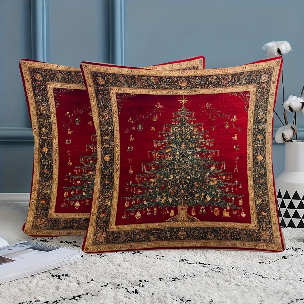 TEMU Lot de 2 taies d'oreiller douces à une face, taille 45,72x45,72 cm, de Noël de style persan exquisément illustrés, convient pour canapés, salons