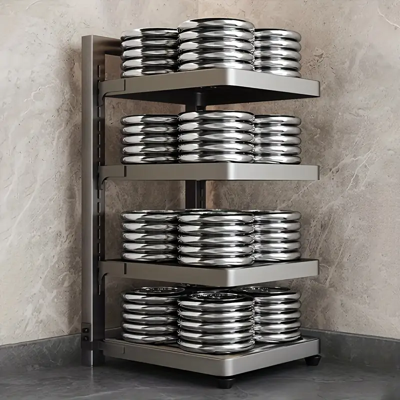 kitchen cabinet under sink pot and bowl storage rack heavy duty pot and bowl storage rack for under sink lid storage rack kitchen cabinet storage rack with 4 adjustable layers Product details 5