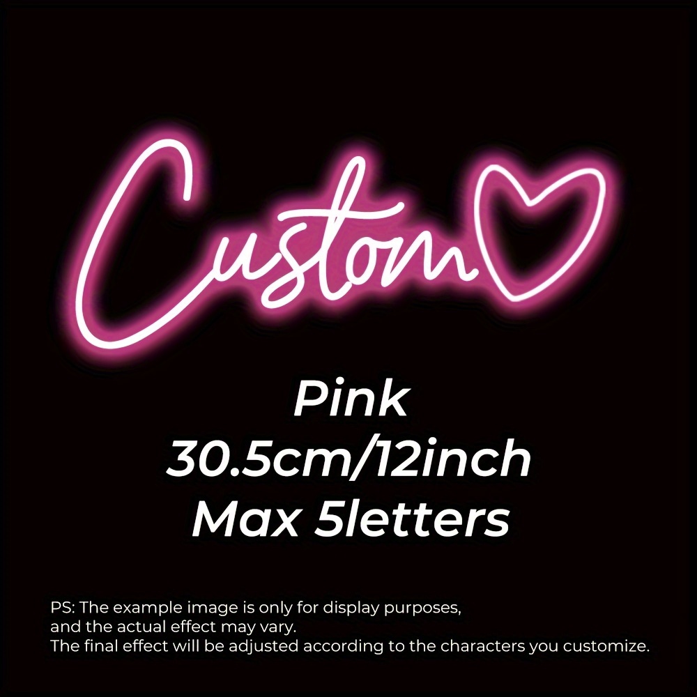 TEMU Fomzze Personalized Neon Signs With Heart Icon, Adjustable Brightness Name Neon Sign Tailored For Wall Decoration, Custom Text Neon Sign For