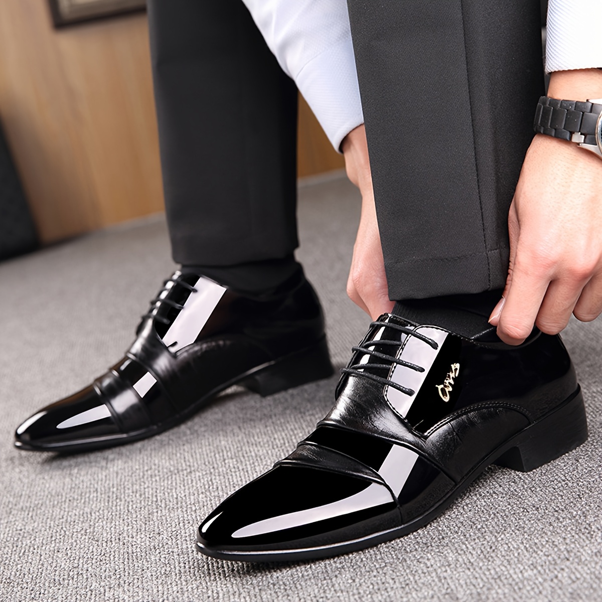 new mens dress shoes mens glossy business - Temu Hungary