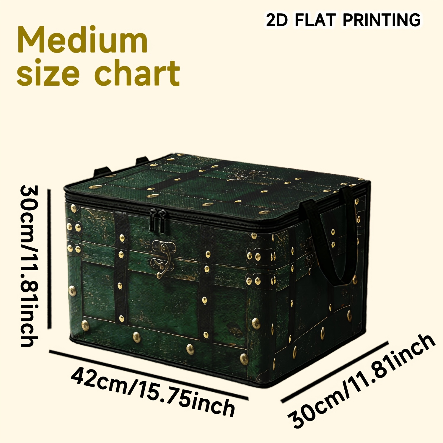 TEMU A Double-zippered Stackable Storage Box With A Vintage Print. It Can Store Bed Sheets, Throw Blankets, And Casual Clothing, Organizing Items To