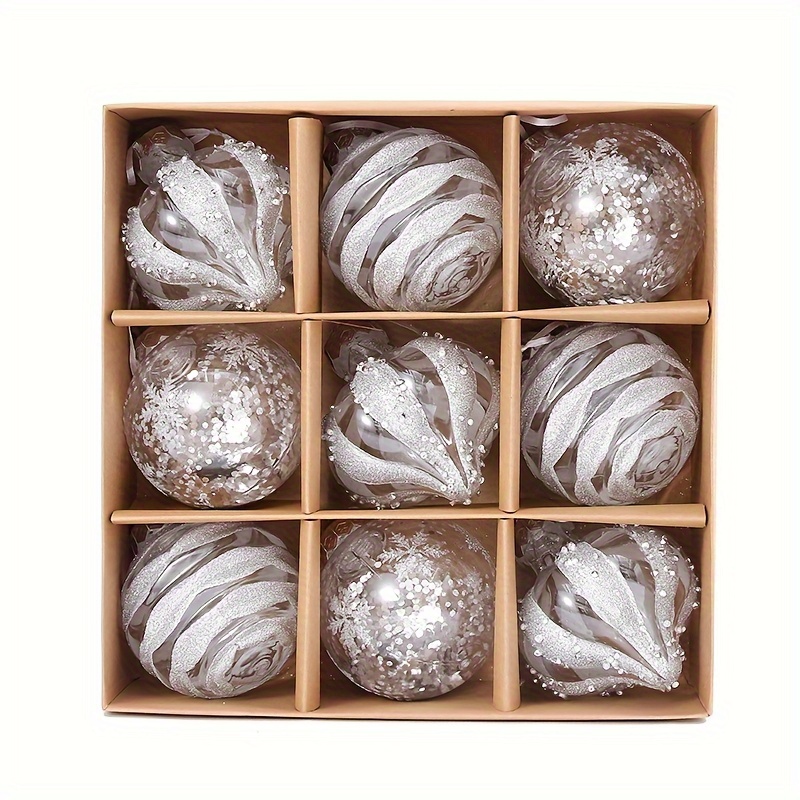 TEMU 9pcs Per Box, Diameter 8 Cm / 3.1 In, Colorful Christmas Hanging Balls For Living Room And Bedroom Decoration, Suitable For Holiday Parties And