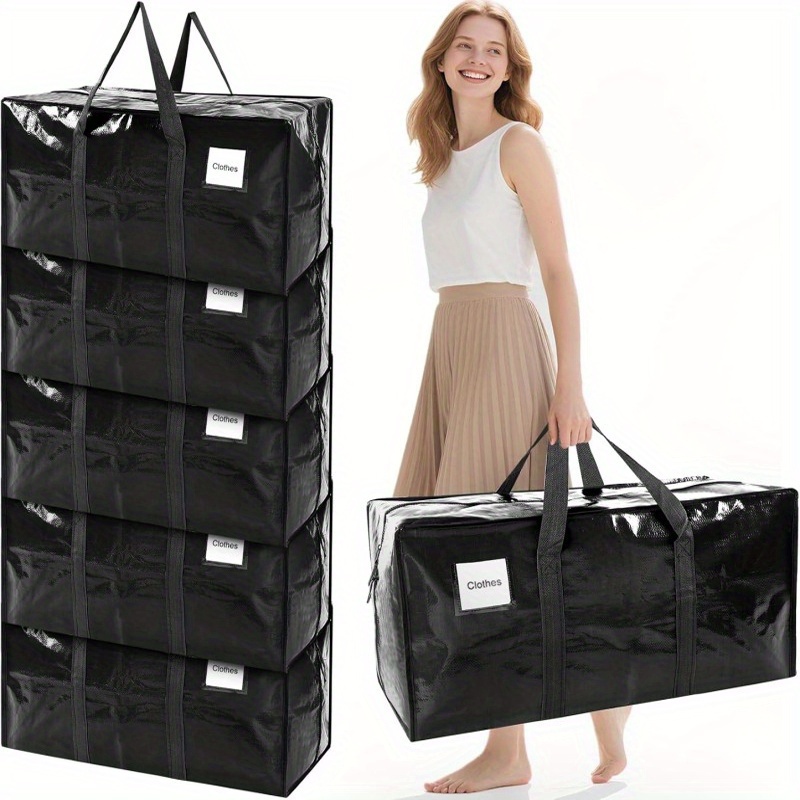 TEMU 6pcs Oversized Mobile Bag With Reinforced Handle, Heavy-duty Storage Bag, Suitable For Essential Items In Dormitory Rooms, With Strong Zipper,