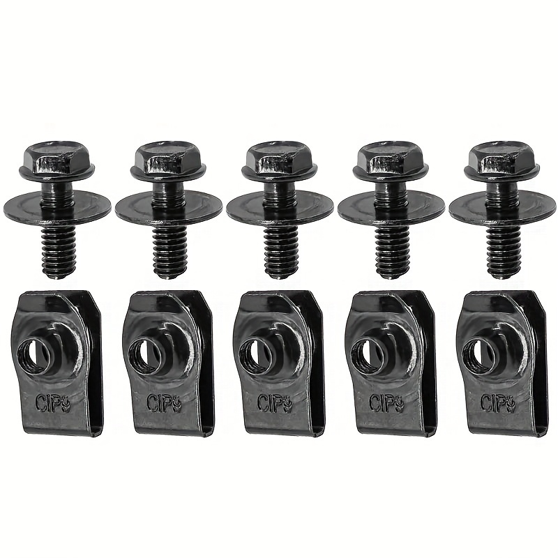 Image of Set Of 10 Automotive Screw Clips For Mounting Fender Slats, Bumper Skid Plates, And U-shaped Nut Clips