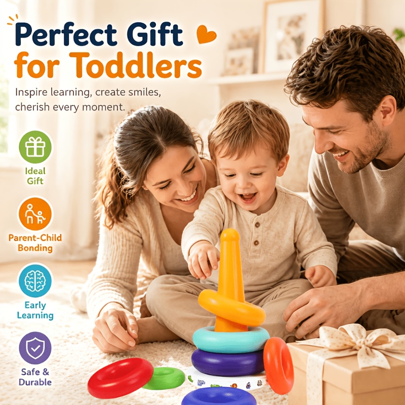8pcs Spinning Sensory Stacking Rings for Babies