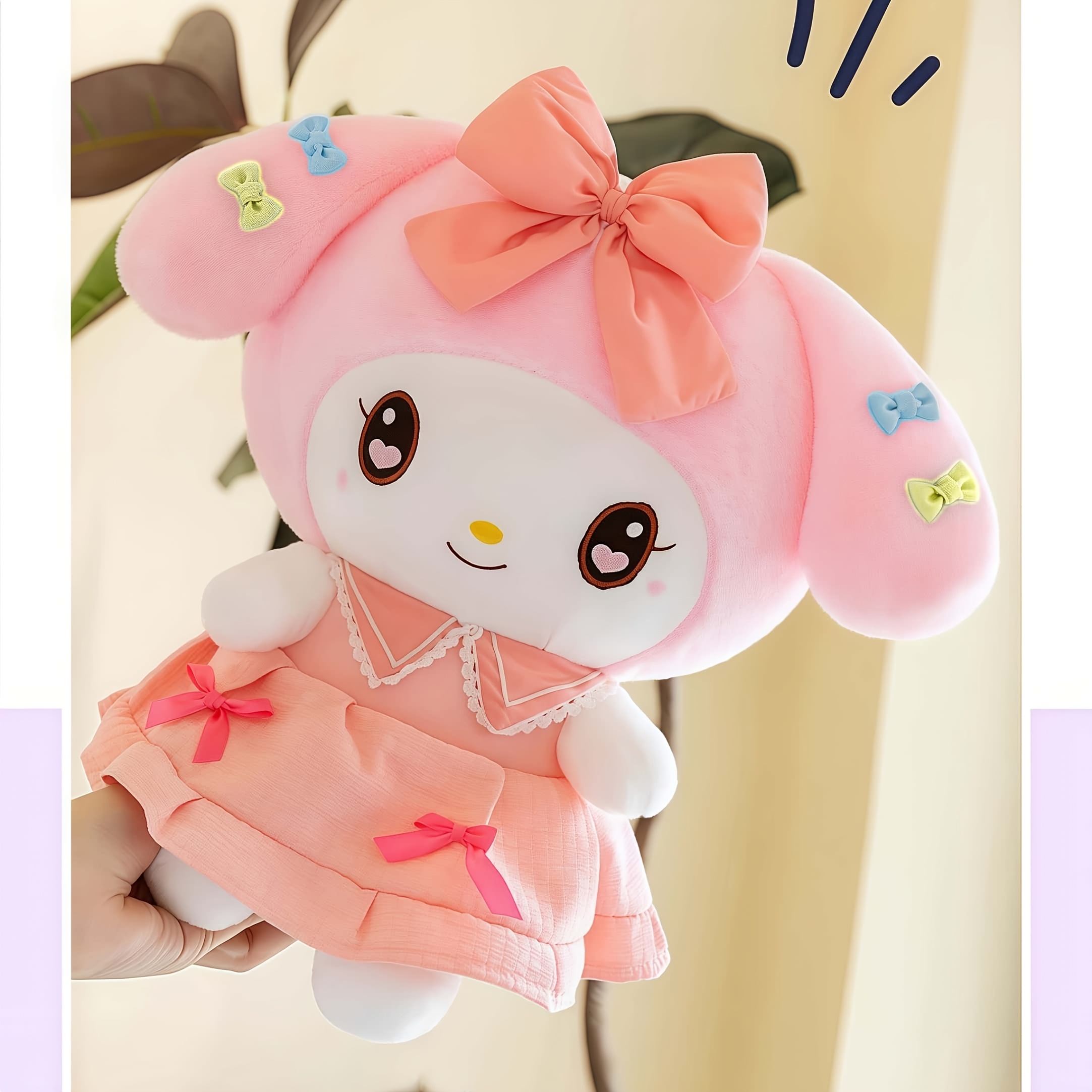 Official Kuromi And Melody Plush Toys In Princess-style Fluffy Dress With A Pink Bow -the Perfect Birthday Gift For Girls, A Item, And A Must-have For Valentine's Day.