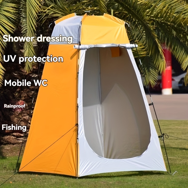 

Tente de Douche Extérieure Portable, Polyester Jaune-Vert avec Cadre en Fibre de Verre, Cabine de Toilette Étanche à Fermeture Éclair pour Camping et Pêche, Toilettes Mobiles, Chaudes