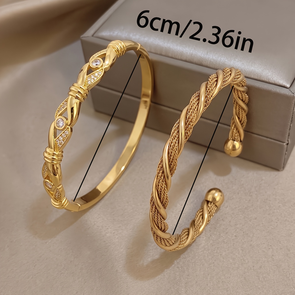 2pc Fashionable 18K Gold-Plated Bangle Jewelry Set
