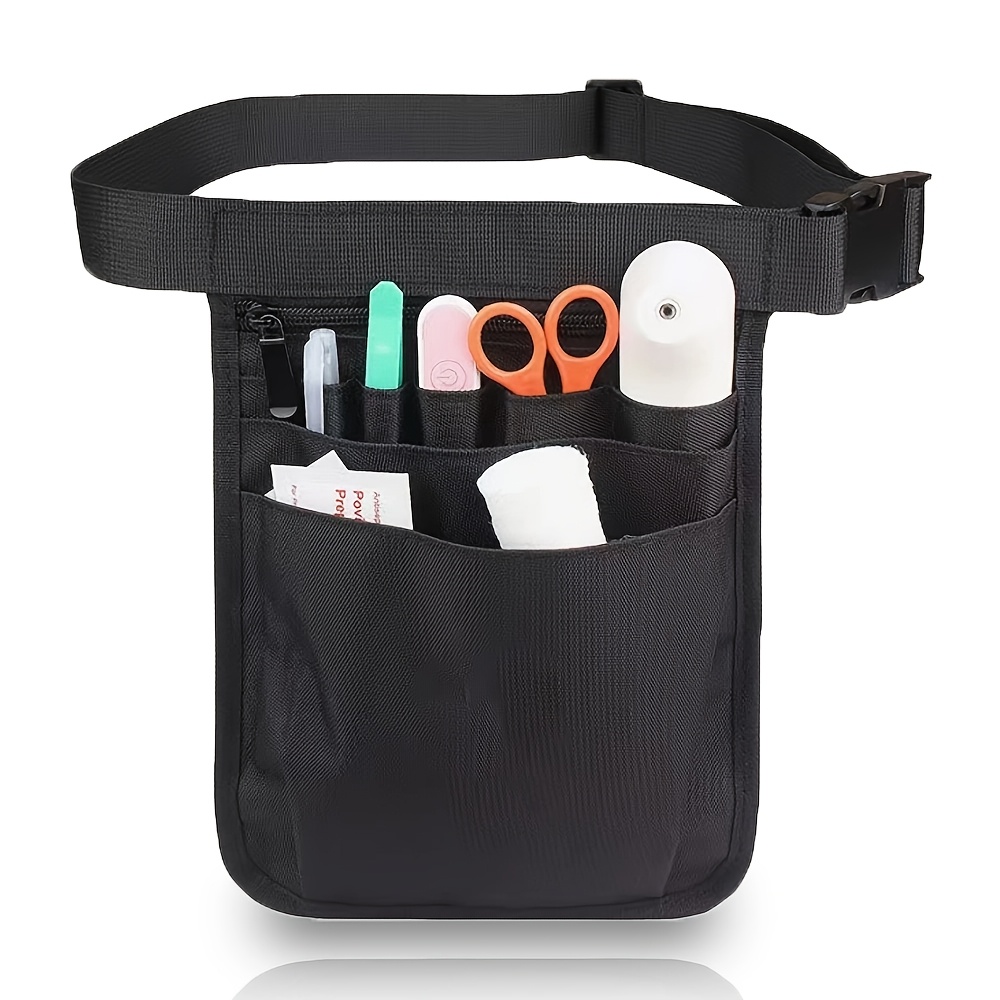 TEMU Fashionable Black Waist Bag, Tool Storage Bag, Multifunctional Nurse Bag, Casual Belt Bag, Compatible Tool Waist Bag, Practical Storage And
