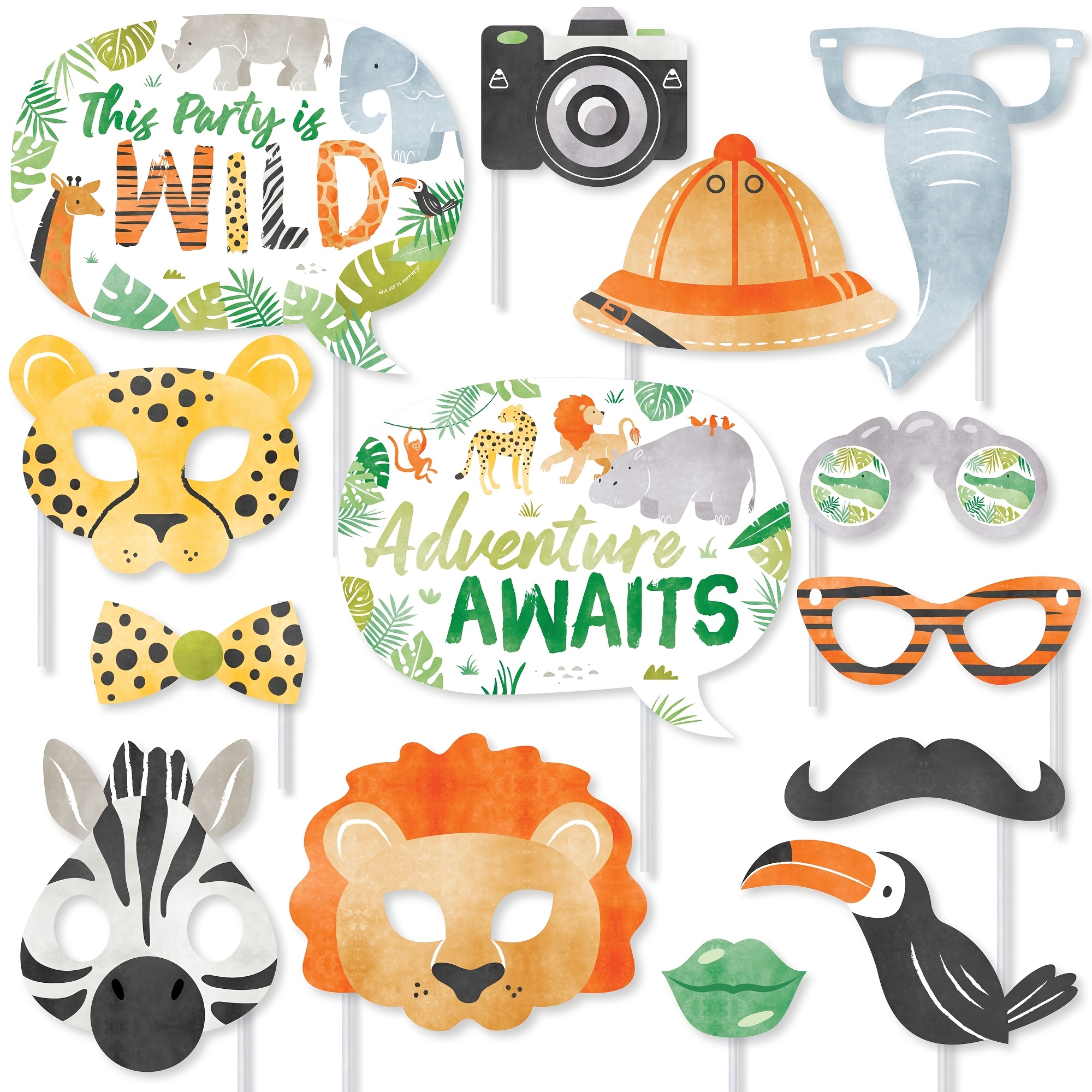 TEMU Kit di accessori per cabina fotografica con animali della e punti grandi di , 20 pezzi, decorazioni per feste di compleanno a tema , per selfie
