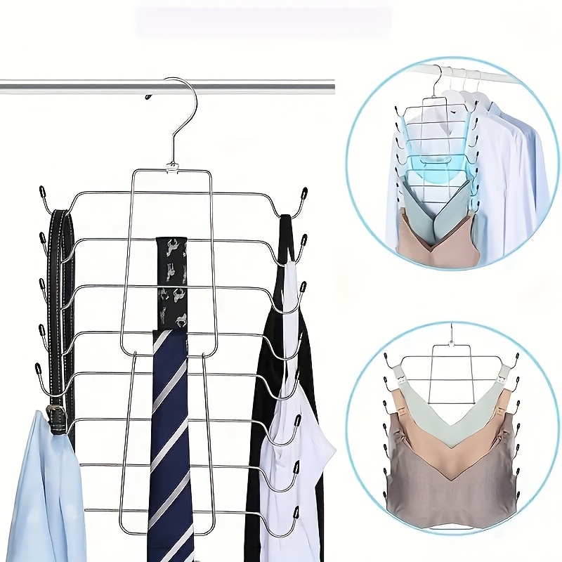 

Space-saving 8-tier Stainless Steel Folding Hanger For Belts, Bras & Clothes - Apartments & Bedrooms, Hangers For Clothes, Hook, Storage