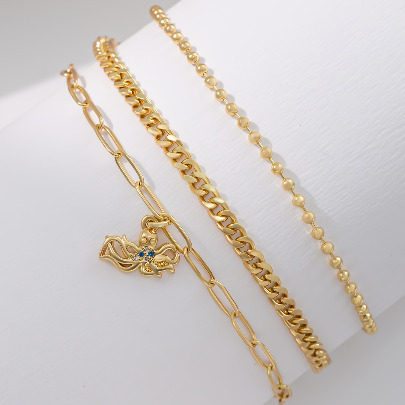 INS Premium Elegant Octopus Inlaid Synthetic Zirconia Bracelet Set